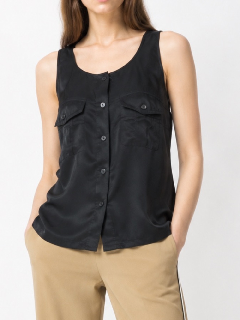 NWT T by Alexander Wang black cupro tunic/top/blouse Sz M
